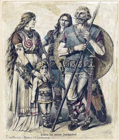 Gravure d'une famille de Germains