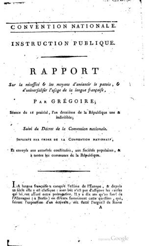 Le rapport Grégoire
