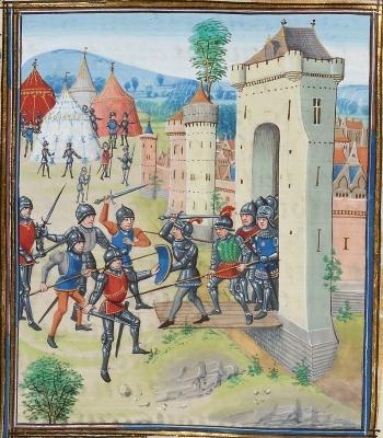 Illustration du siège de Hennebont par Charles de Blois